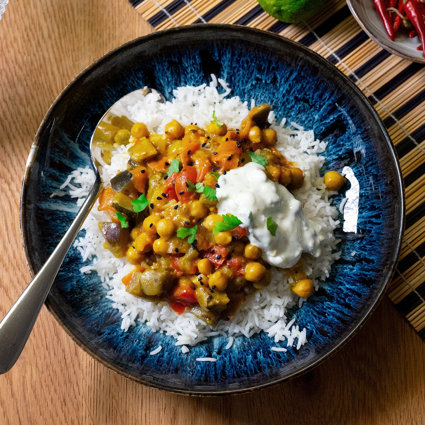 Chana masala with basmati rice