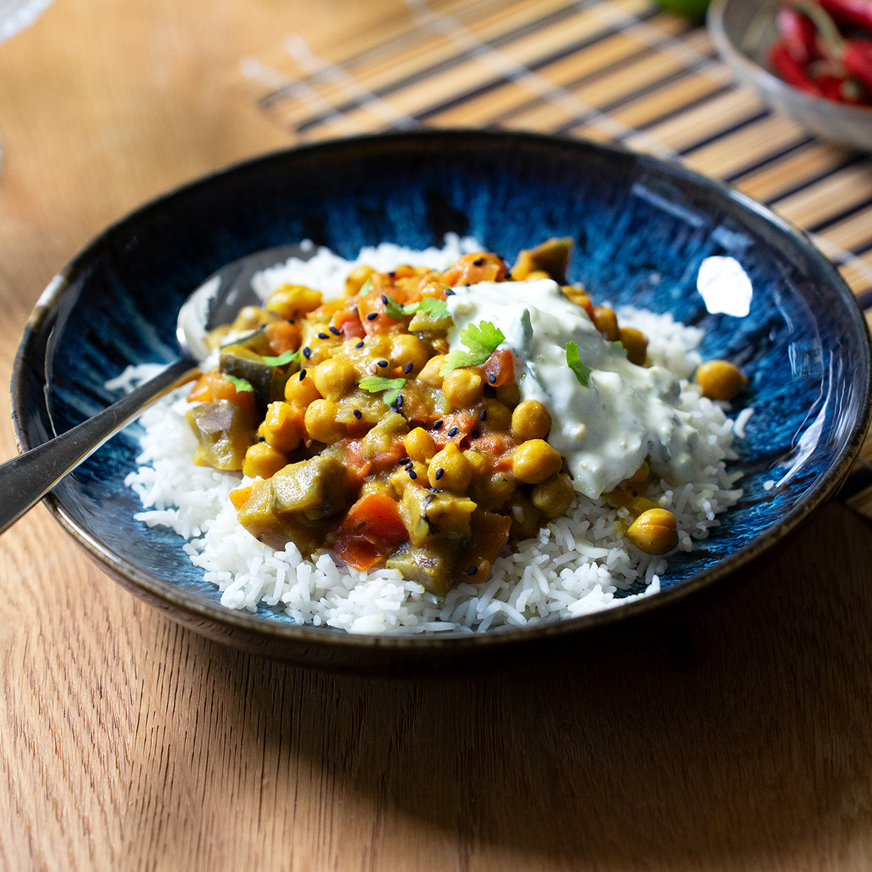 Chana masala with basmati rice