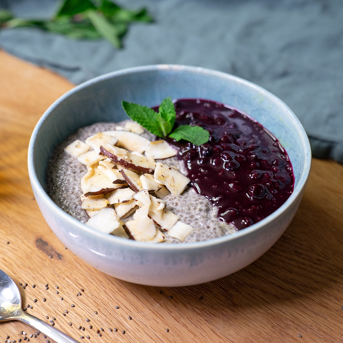 Chia seed pudding with berries