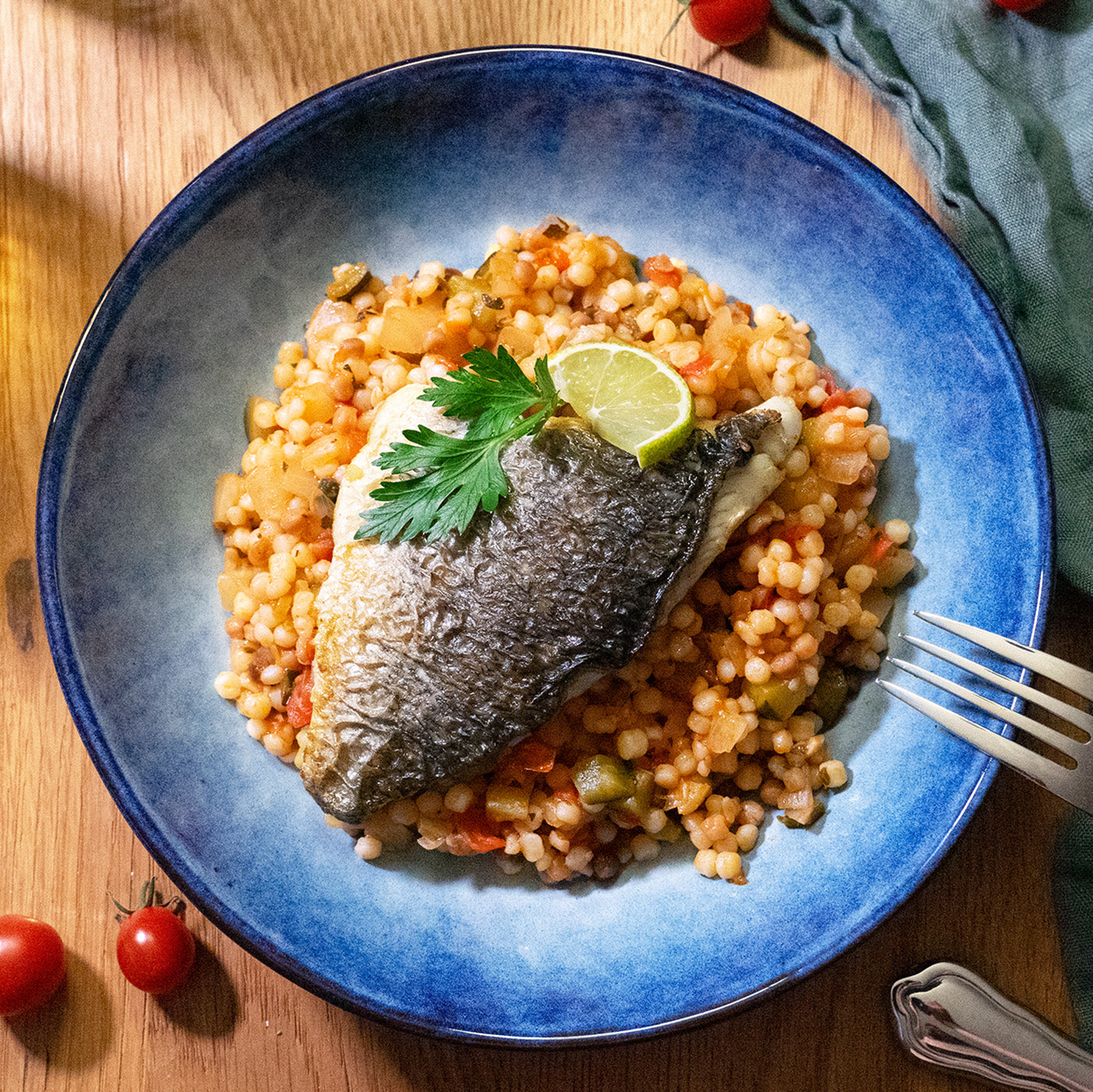 Filet de dorade avec Fregola Sarda