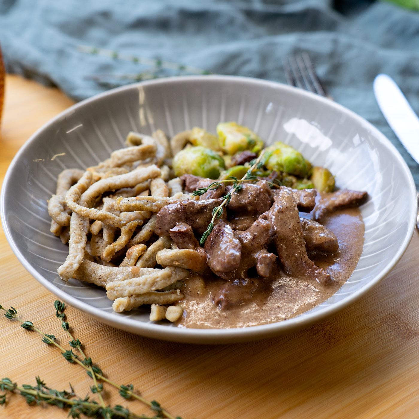 Hirschgeschnetzeltes mit Spätzle