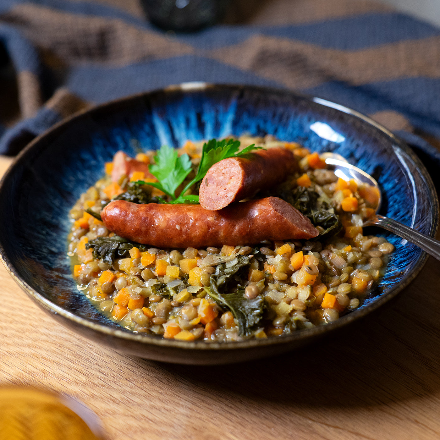 Lentil stew with salsiccia