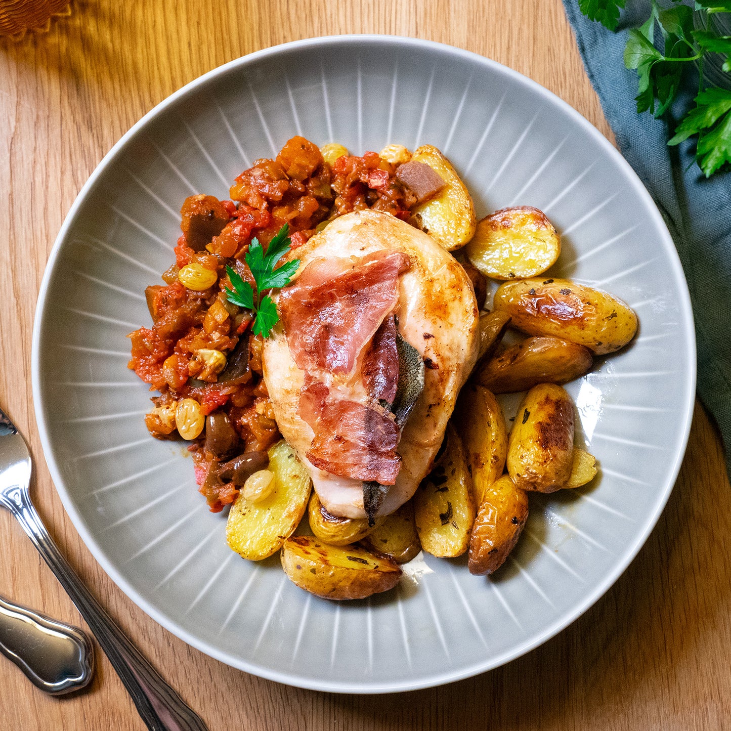 Poulet-Saltimbocca mit Rosmarinkartoffeln