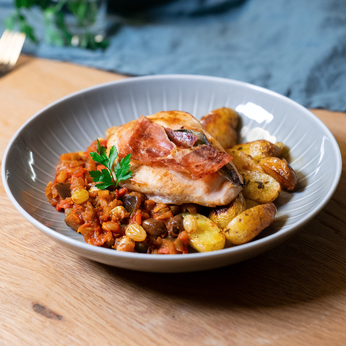 Poulet-Saltimbocca mit Rosmarinkartoffeln