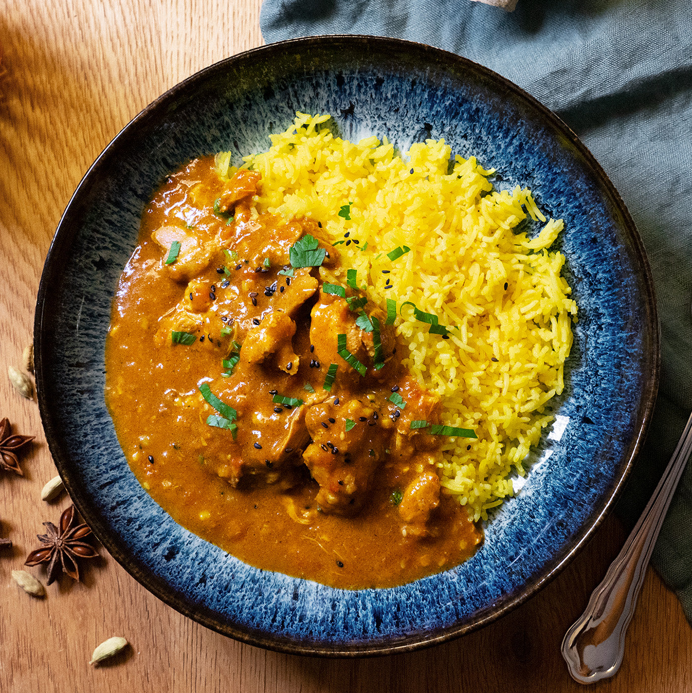 Chicken tikka masala with basmati rice