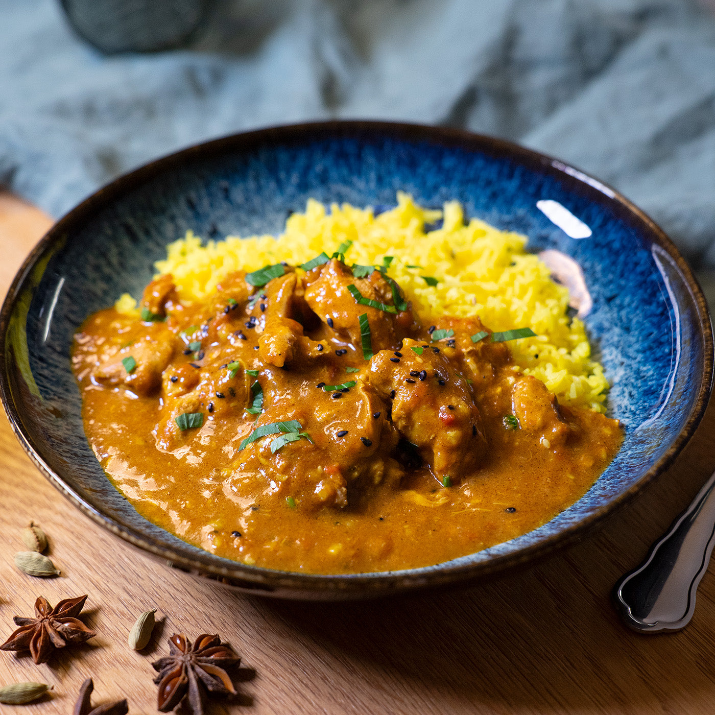 Chicken tikka masala with basmati rice