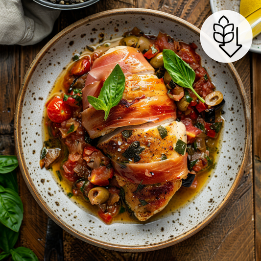 Poulet-Saltimbocca mit Caponata