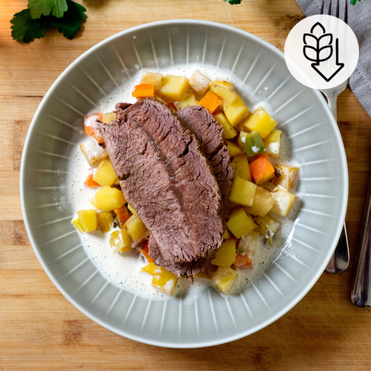 Boiled beef with root vegetables Low carb